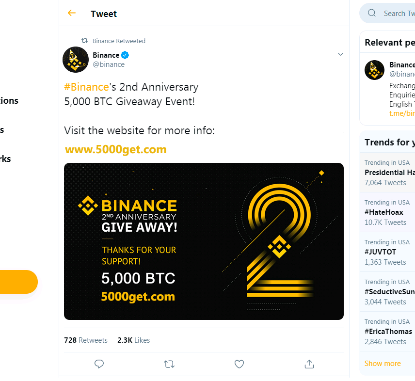 binance competition - 5000 btc giveaway